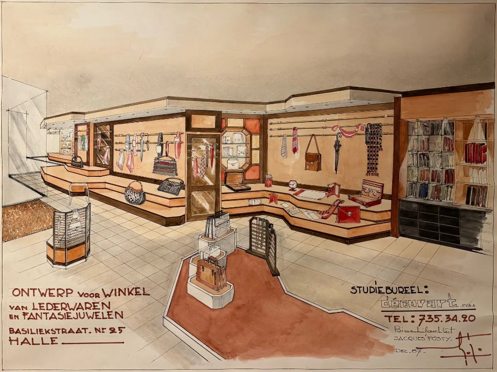 Plan dessiné par Jacques Fosty, architecte intérieur