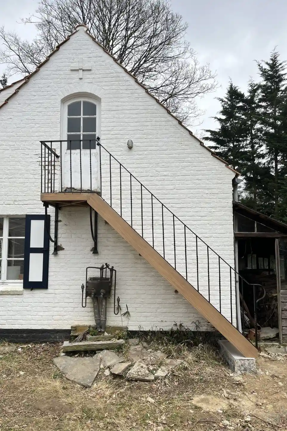 Escalier droit en Afzélia à l'identique