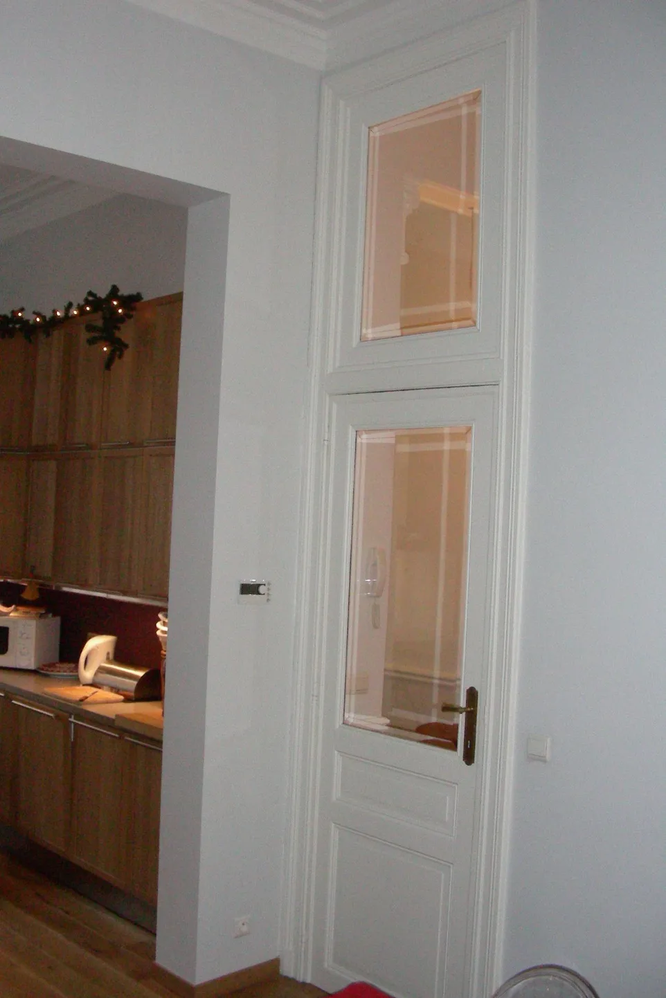 Porte d intérieur vitrée de maison de maître bruxelloise avec imposte