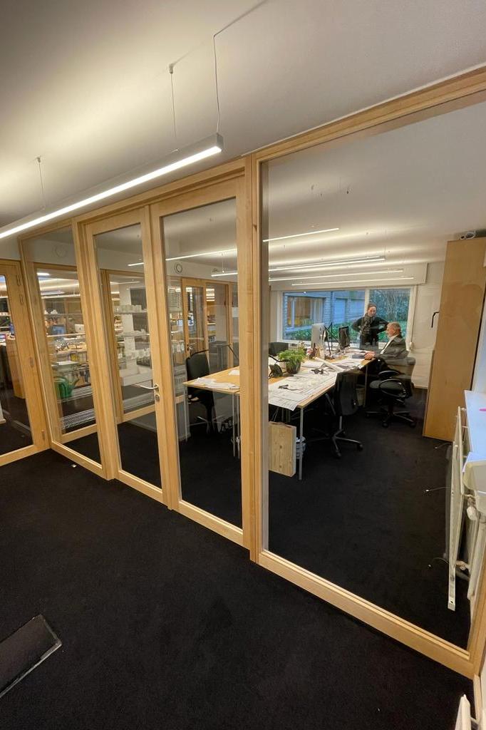 Cloison en Hêtre dans un bureau d'architecte