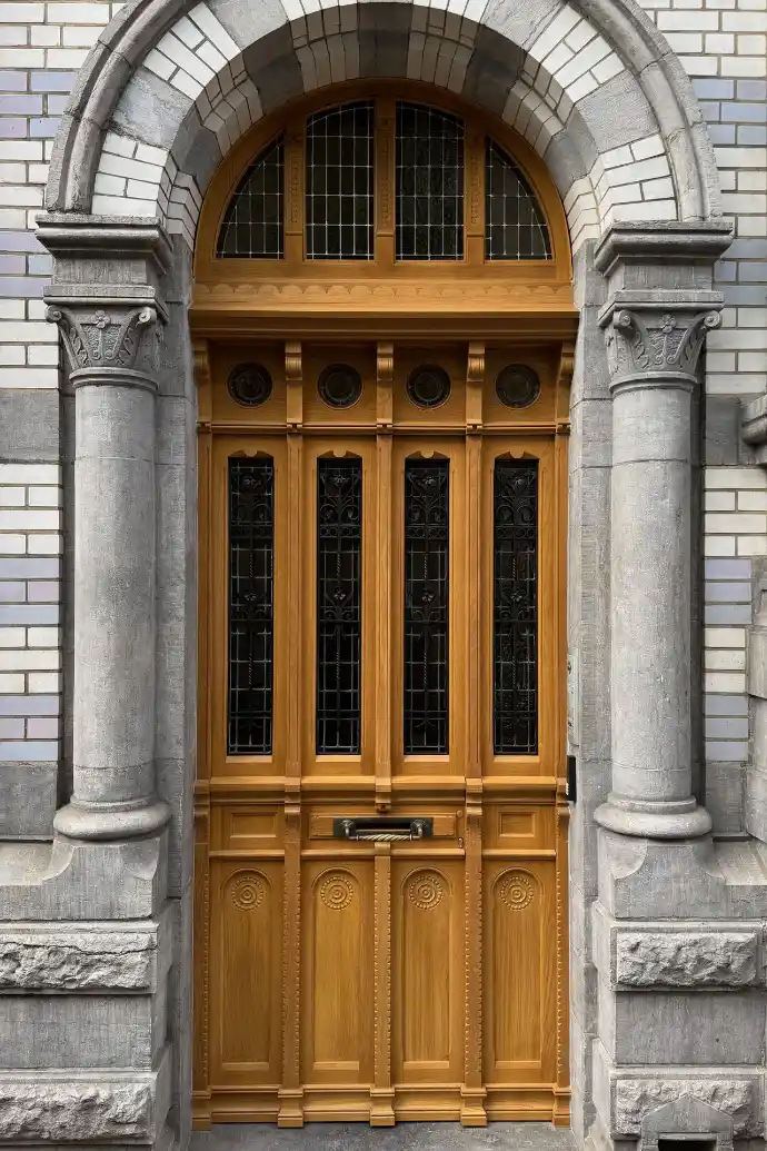 Porte d entrée sculptée reproduite à l identique par Bois Intemporel